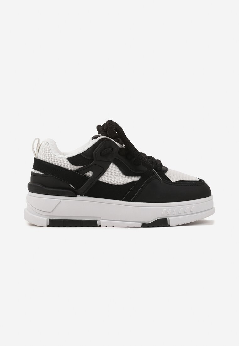 Czarne Sneakersy Streetwearowe na Niskiej Platformie Veniffia