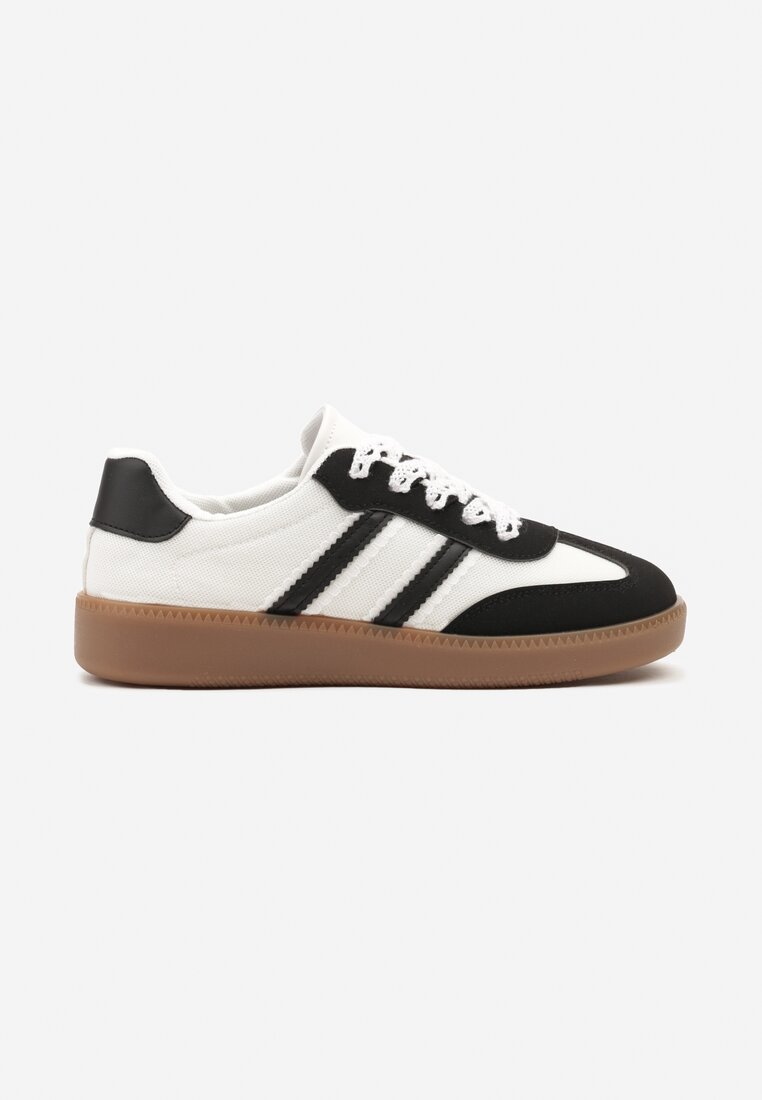 Czarno-Białe Sneakersy Tenisówki z Przeszyciami Lurivia