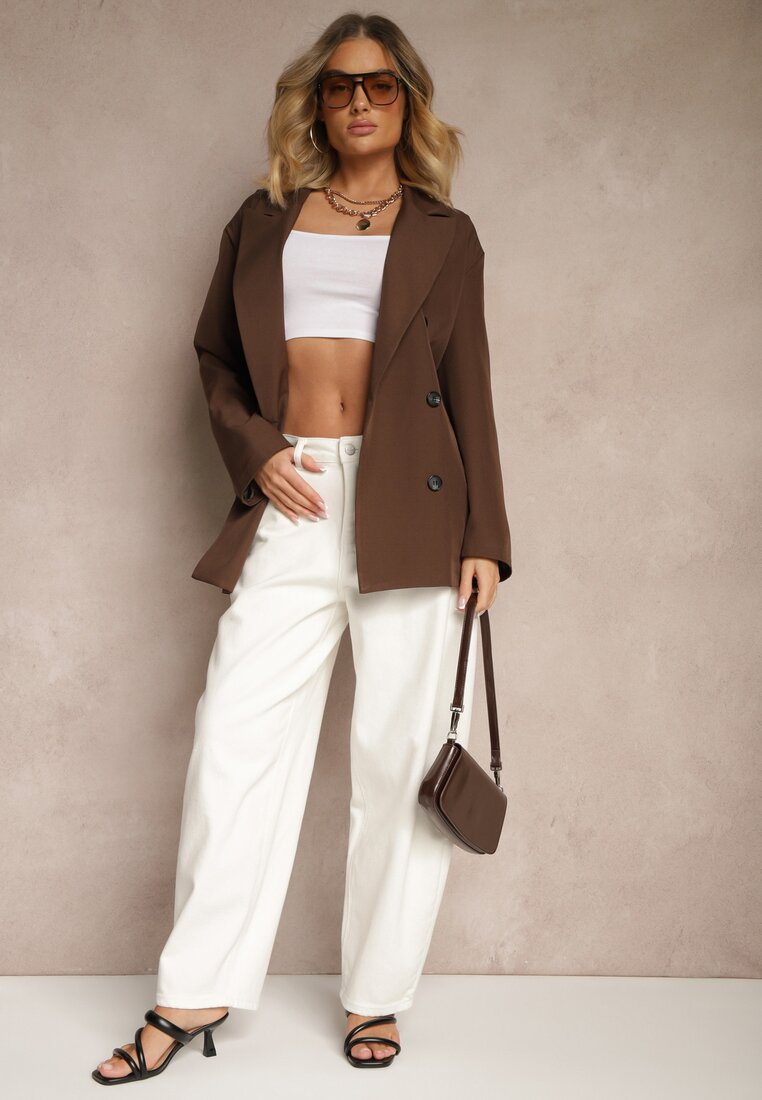 Białe Jeansy Balloon Fit High Waist Amirins