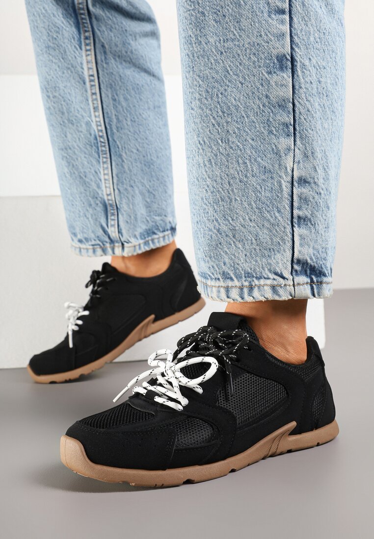 Czarne Sneakersy z Podwójnymi Sznurówkami Terfitra