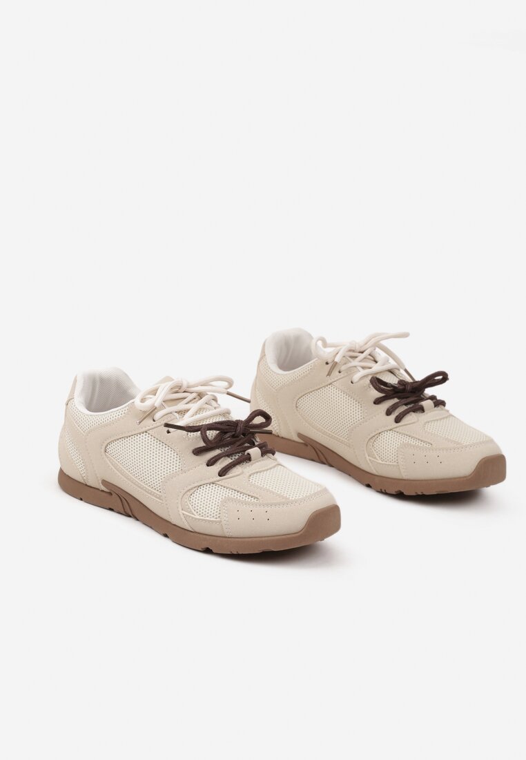 Beżowe Sneakersy z Podwójnymi Sznurówkami Terfitra