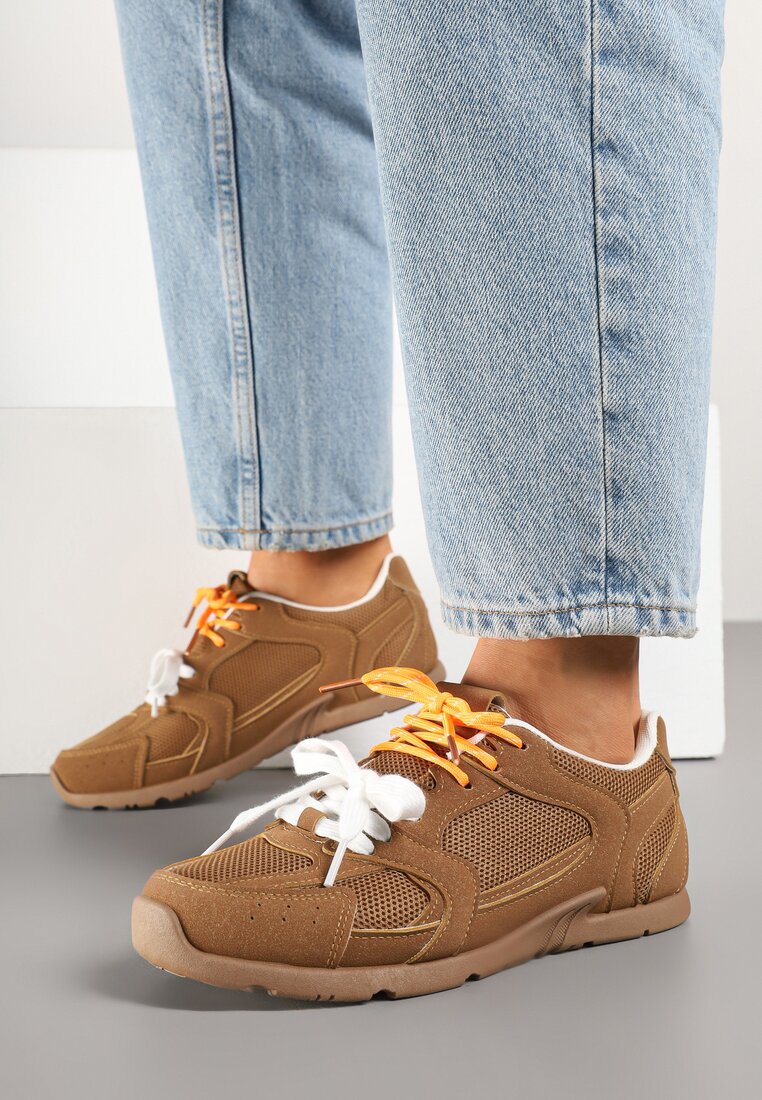 Brązowe Sneakersy z Podwójnymi Sznurówkami Terfitra