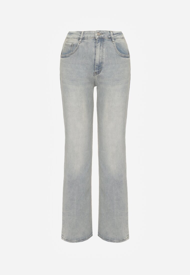 Jasnoniebieskie Szerokie Jeansy High Waist Lanosisa