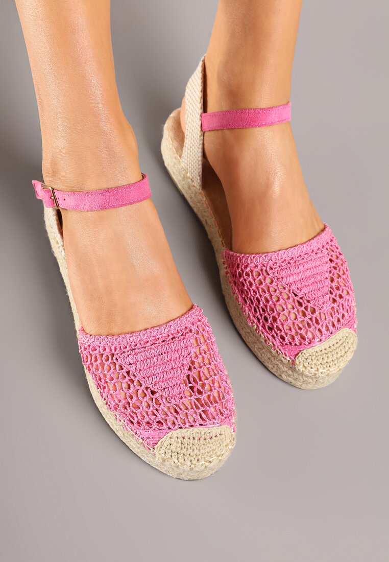 Fuksjowe Sandały w Stylu Espadryli z Plecioną Platformą i Cholewką Elisova