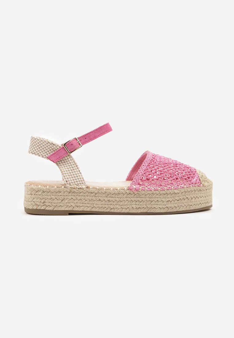 Fuksjowe Sandały w Stylu Espadryli z Plecioną Platformą i Cholewką Elisova