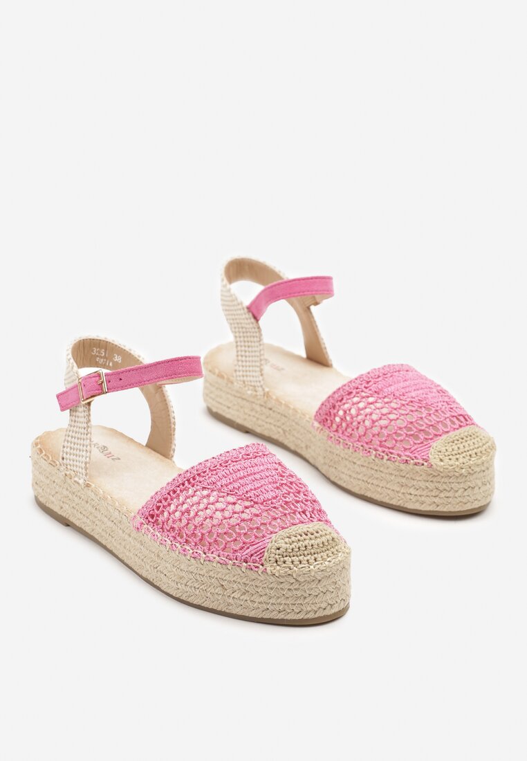 Fuksjowe Sandały w Stylu Espadryli z Plecioną Platformą i Cholewką Elisova