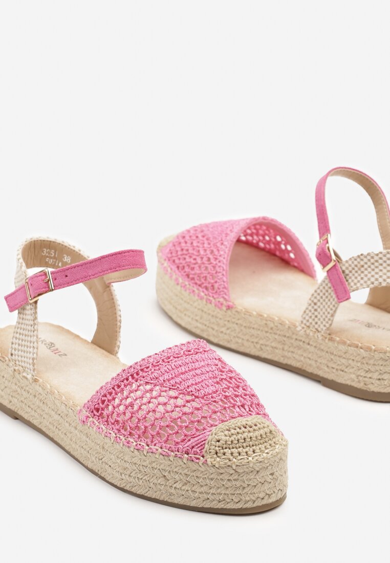 Fuksjowe Sandały w Stylu Espadryli z Plecioną Platformą i Cholewką Elisova