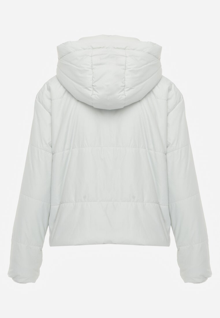 Miętowa Kurtka z Szerokim Pikowaniem i Nieodpinanym Kapturem Ninilira