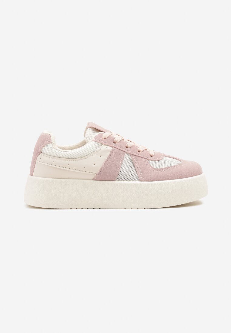 Różowe Sneakersy Typu Kultowe Tenisówki na Grubej Podeszwie Nanessa