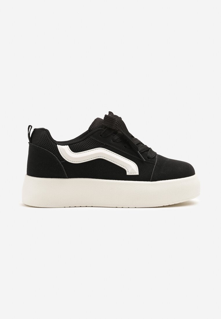 Czarne Sneakersy Kultowe Tenisówki na Grubej Podeszwie Nurisora