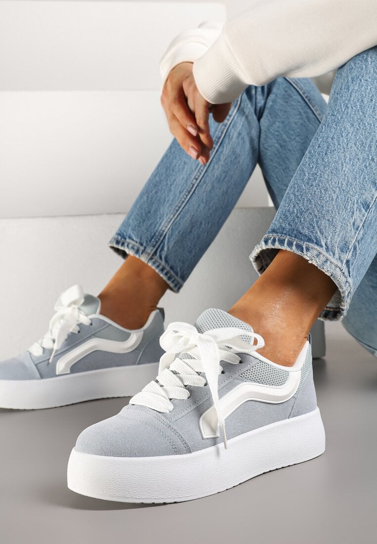 Jasnoniebieskie Sneakersy Kultowe Tenisówki na Grubej Podeszwie Nurisora