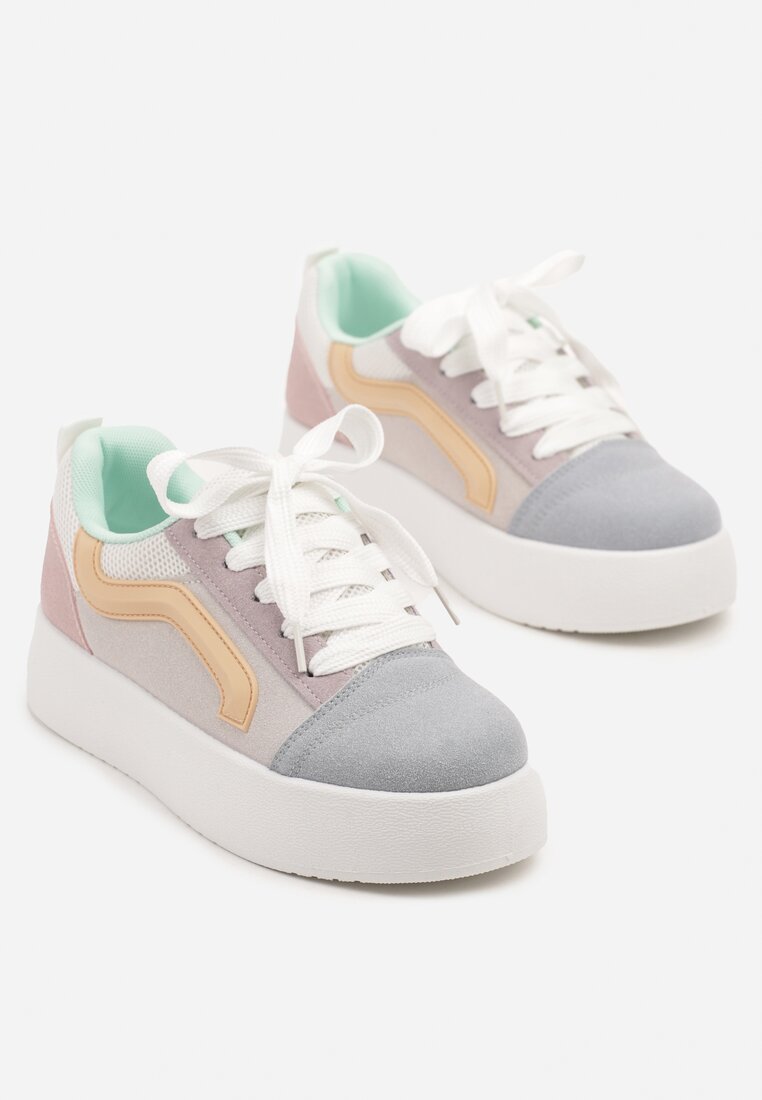Niebiesko-Fioletowe Sneakersy Kultowe Tenisówki na Grubej Podeszwie Nurisora