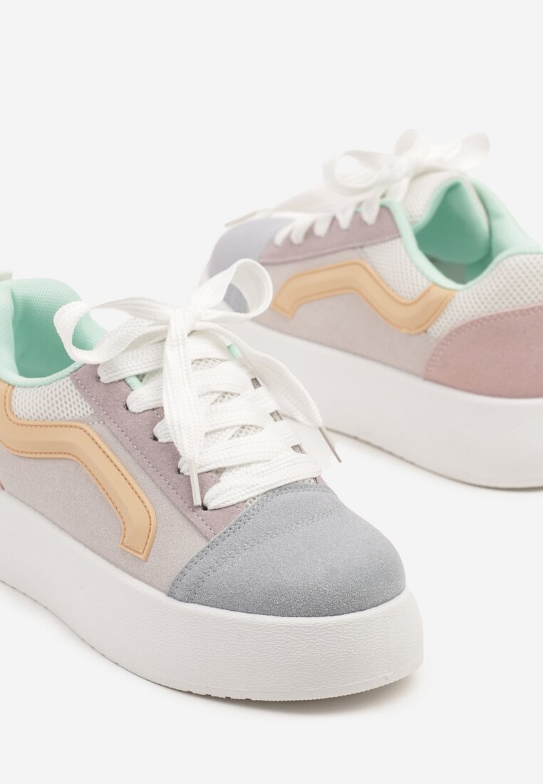 Niebiesko-Fioletowe Sneakersy Kultowe Tenisówki na Grubej Podeszwie Nurisora
