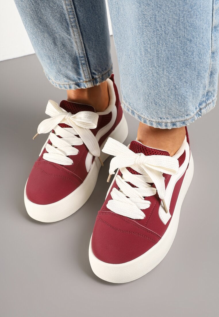 Bordowe Sneakersy Kultowe Tenisówki na Grubej Podeszwie Nurisora