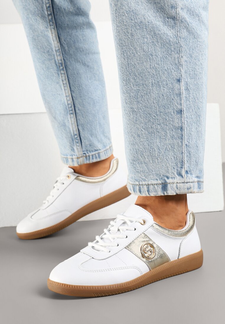 Sneakers Ollisena Alb cu auriu