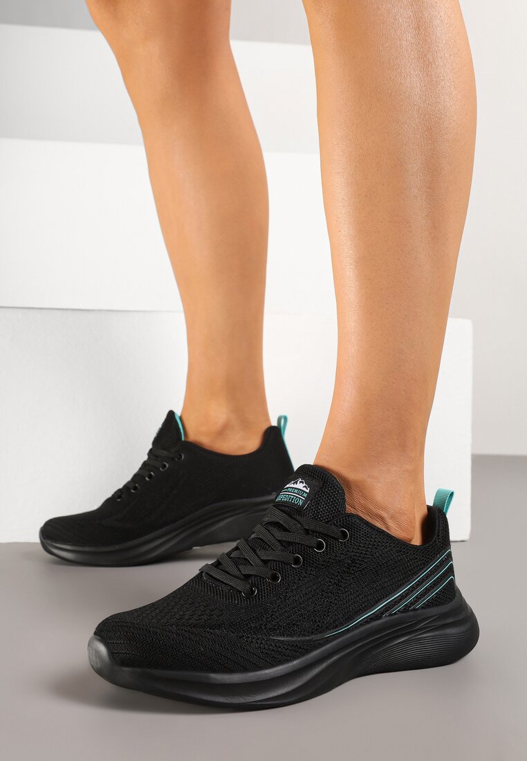 Czarno-Miętowe Buty Sportowe Sneakersy Zdobione Efektem Ombre Banelissa