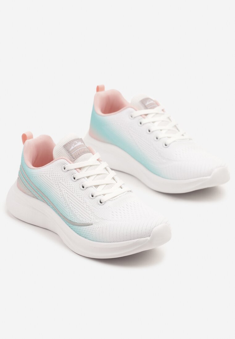 Biało-Miętowe Buty Sportowe Sneakersy Zdobione Efektem Ombre Banelissa