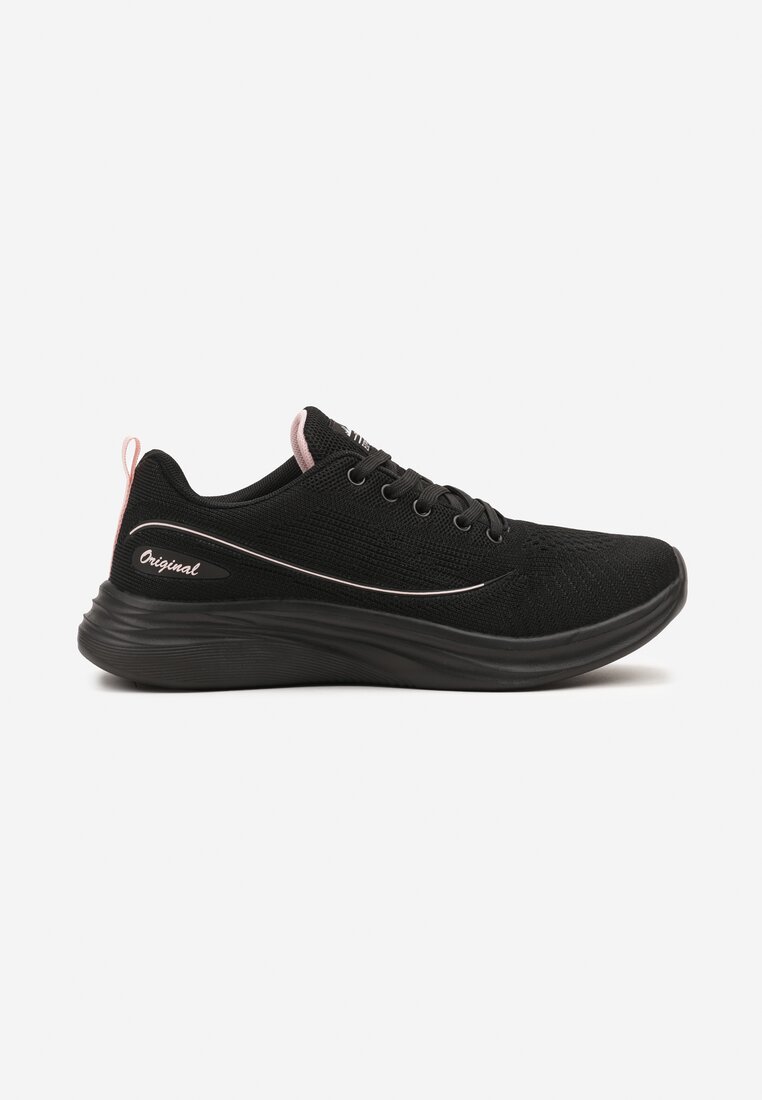 Czarno-Różowe Buty Sportowe Sneakersy Siateczkowe na Podeszwie z Pianki Rellica