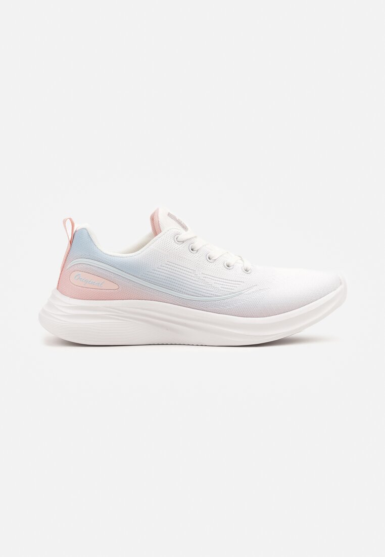 Biało-Niebieskie Buty Sportowe Sneakersy Siateczkowe na Podeszwie z Pianki Rellica