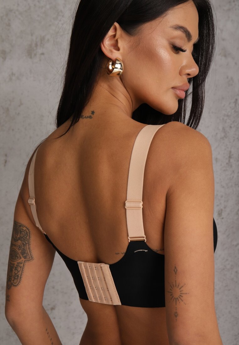 Czarny Biustonosz z Zapięciem na Haftki Oledis