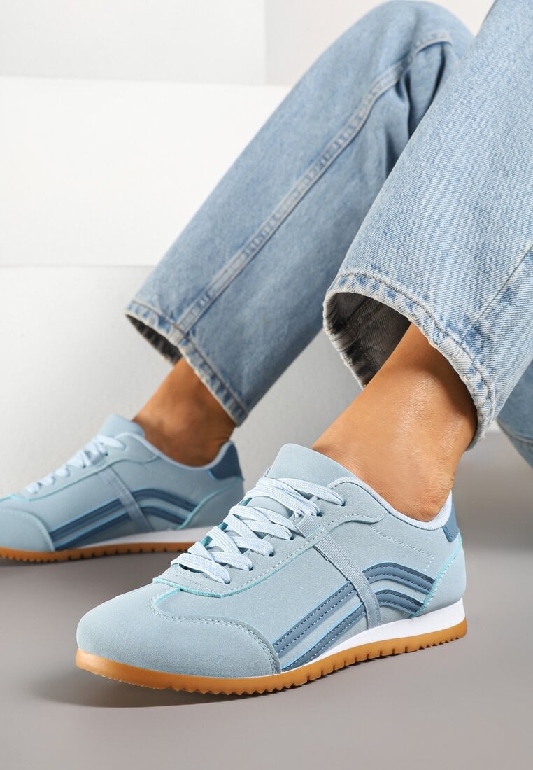 Niebieskie Sneakersy Typu Klasyczne Tenisówki Zdobione Przeszyciami Zardiva