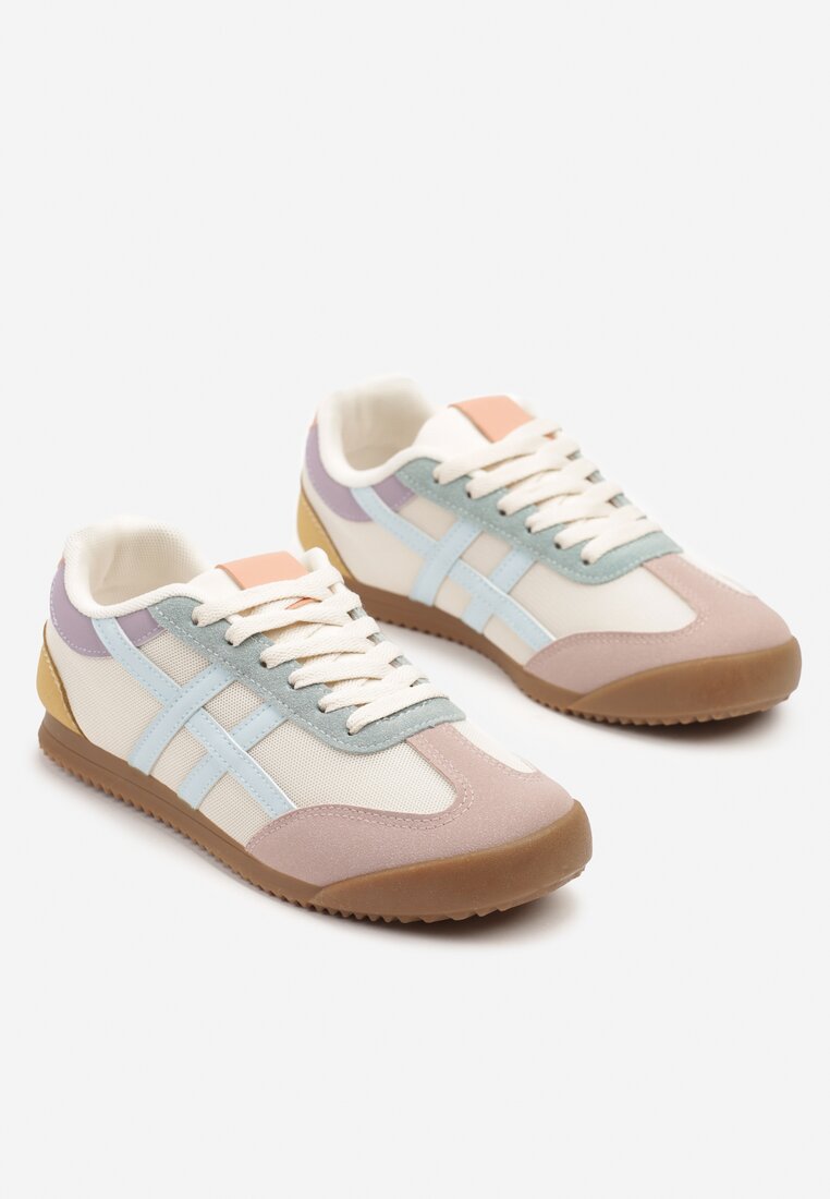 Różowo-Niebieskie Sneakersy Typu Klasyczne Tenisówki Isnnoria