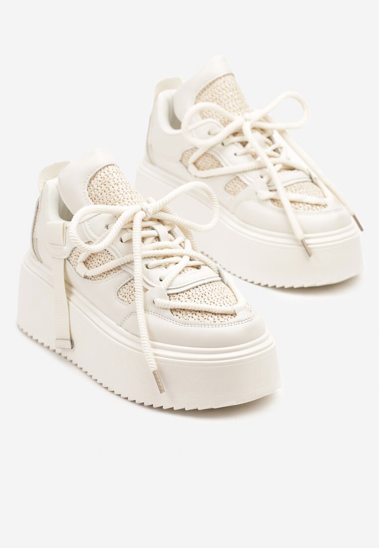 Sneakers Vilvia Bej cu alb