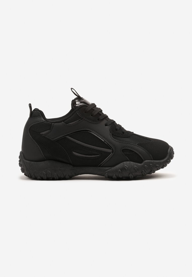 Czarne Sneakersy Ozdobione Tłoczoną Cholewką Pillitha