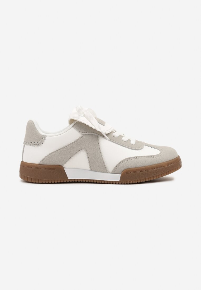 Biało-Szare Sneakersy w Stylu Tenisówek z Szerokim Językiem Alarila