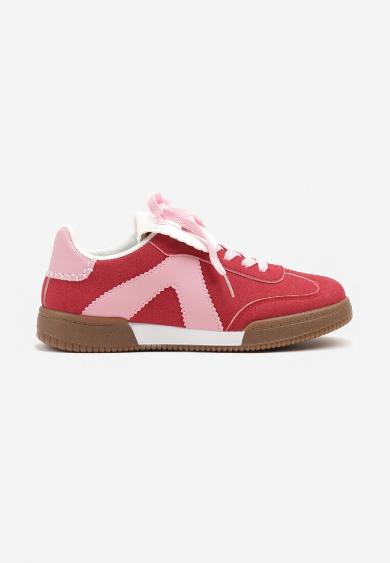 Czerwono-Różowe Sneakersy w Stylu Tenisówek z Szerokim Językiem Alarila