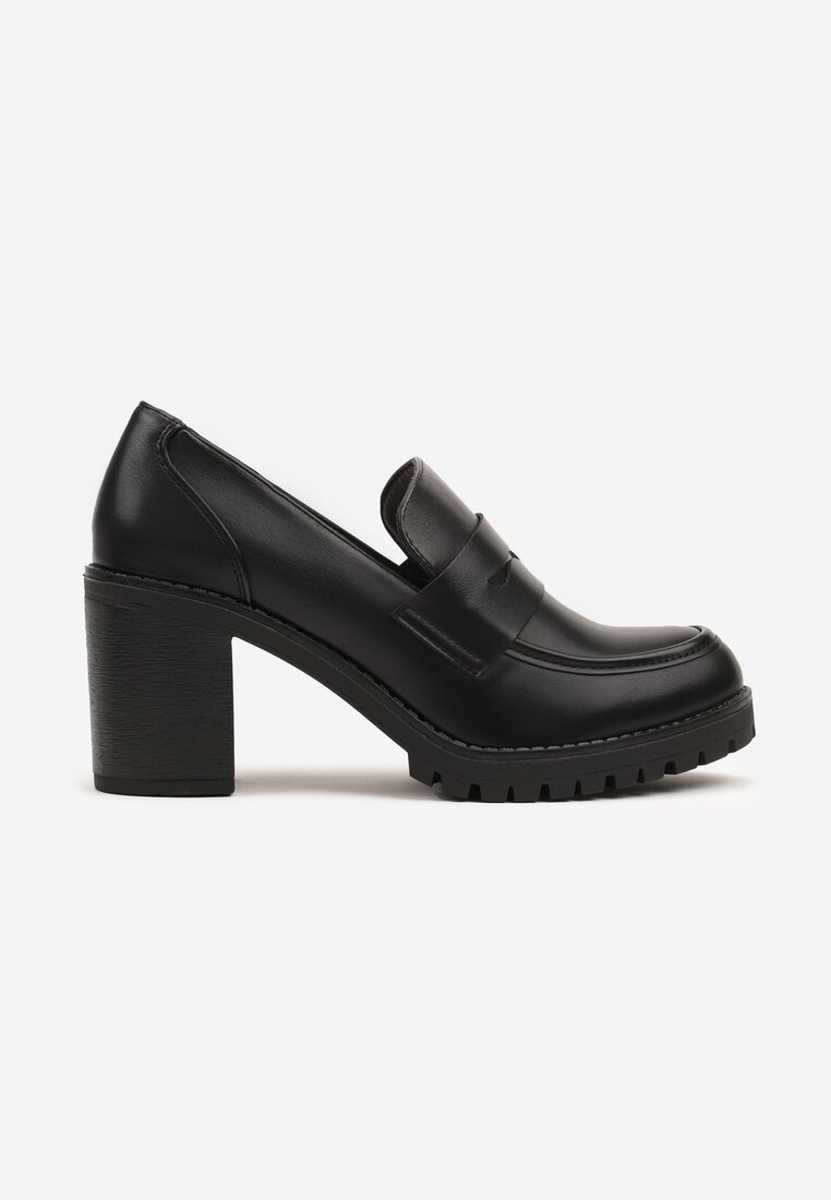 Czarne Półbuty w Stylu Loafersów na Słupku Seltewi
