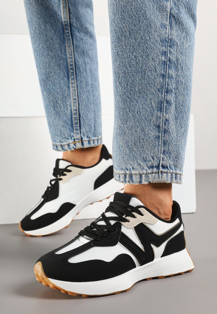 Czarne Sneakersy Ozdobione Geometrycznym Motywem Zdivena