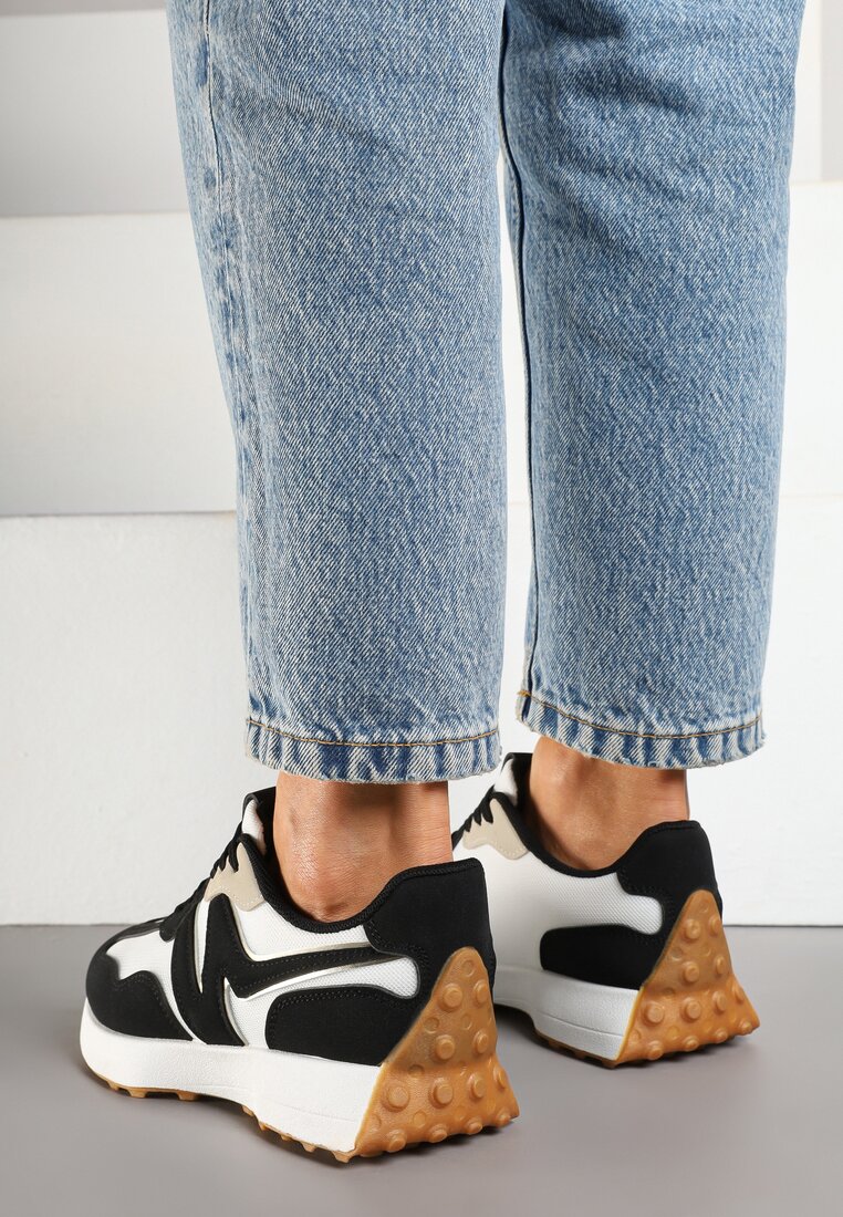 Czarne Sneakersy Ozdobione Geometrycznym Motywem Zdivena