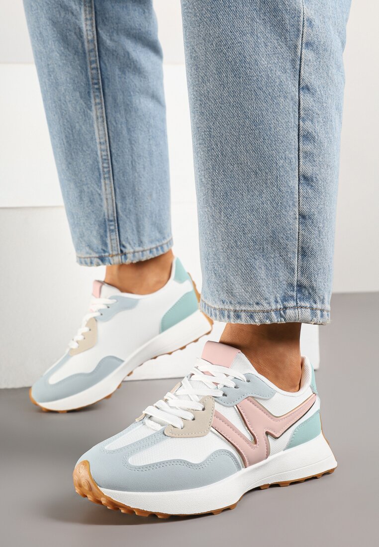 Niebiesko-Różowe Sneakersy Ozdobione Geometrycznym Motywem Zdivena