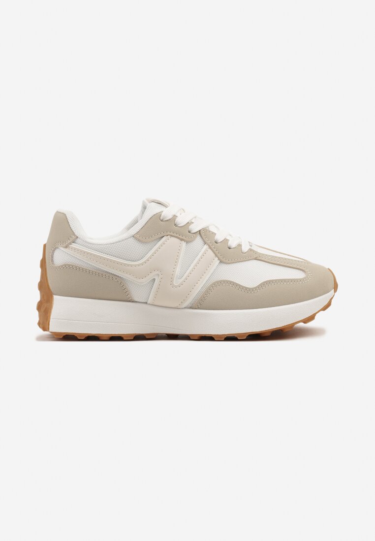 Beżowe Sneakersy Ozdobione Geometrycznym Motywem Zdivena