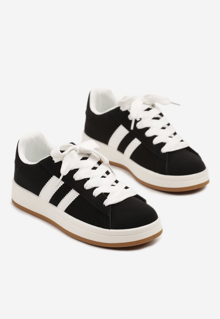 Czarne Sneakersy Ozdobione Motywem Pasków Flortewi