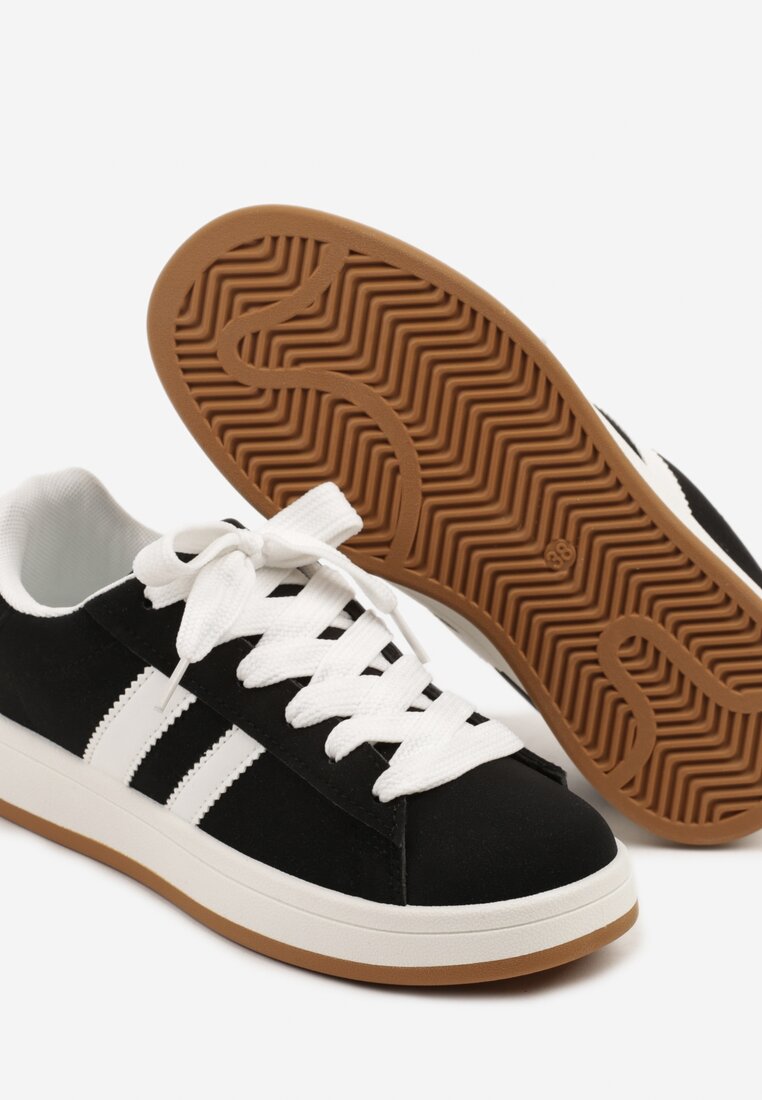 Czarne Sneakersy Ozdobione Motywem Pasków Flortewi