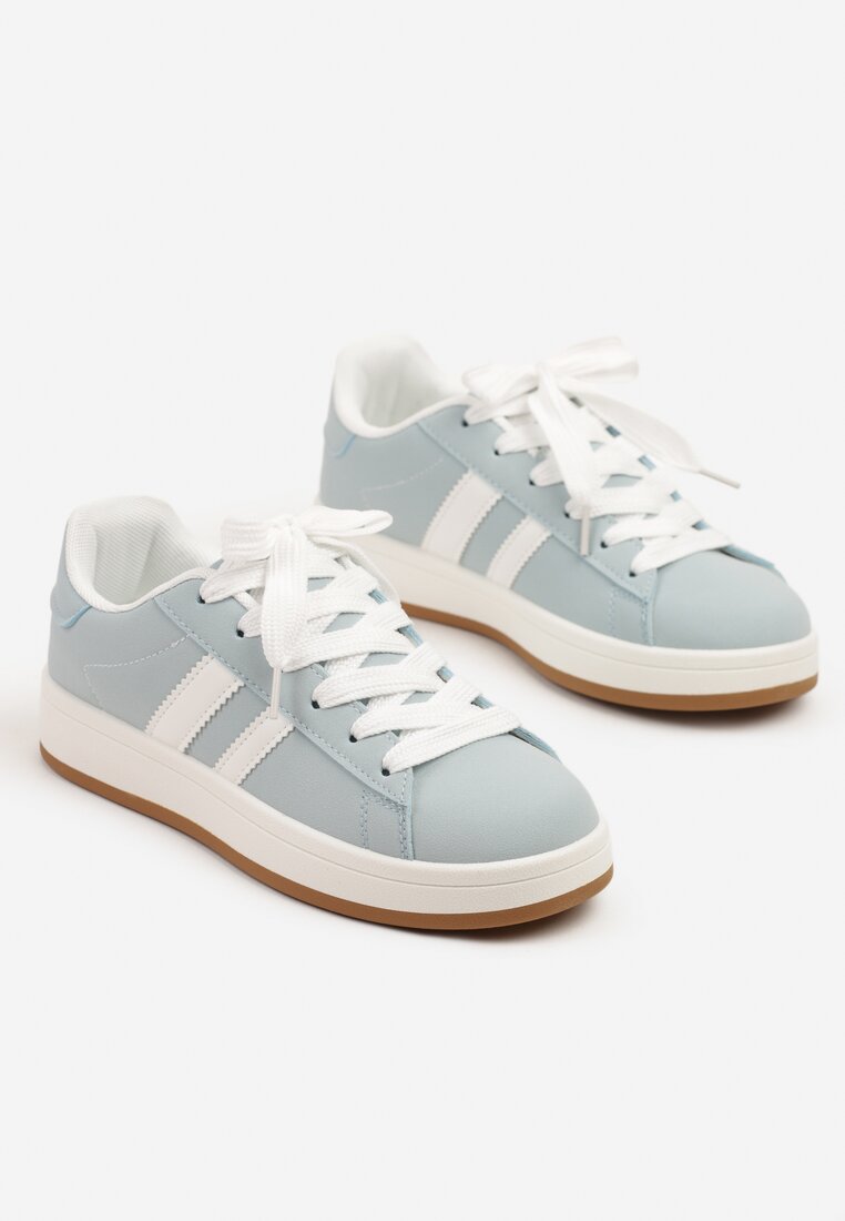 Jasnoniebieskie Sneakersy Ozdobione Motywem Pasków Flortewi