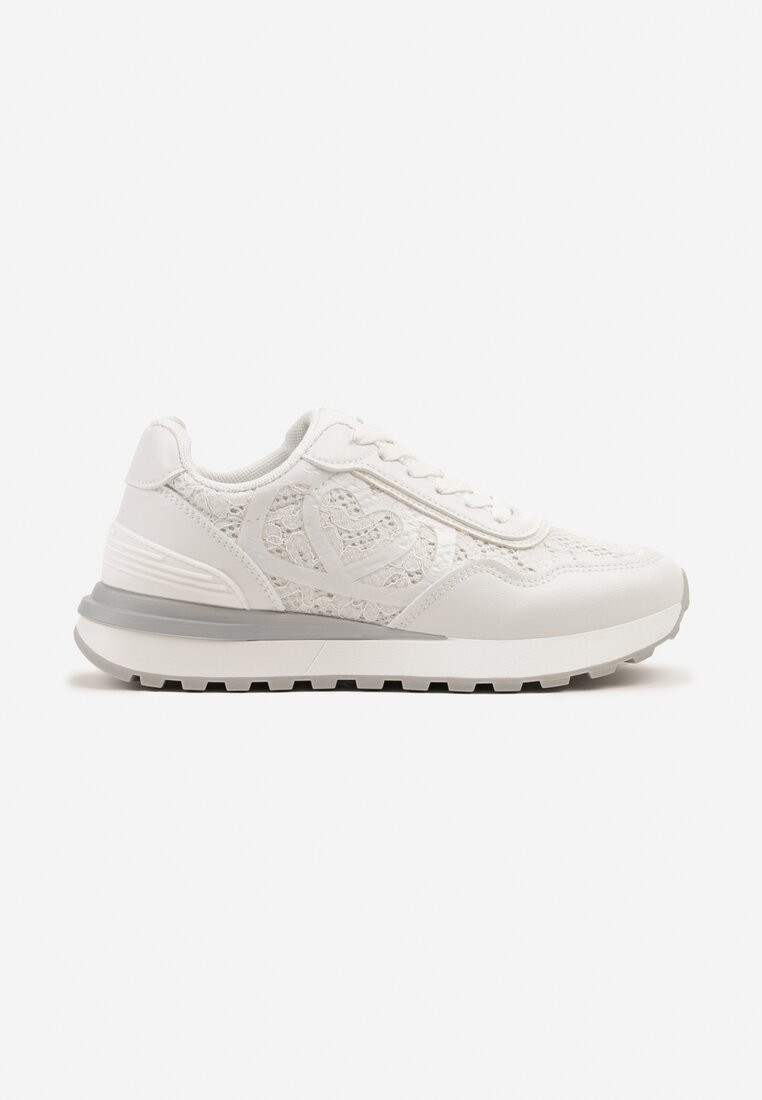 Białe Sneakersy z Koronkowymi Zdobieniami Dallriva