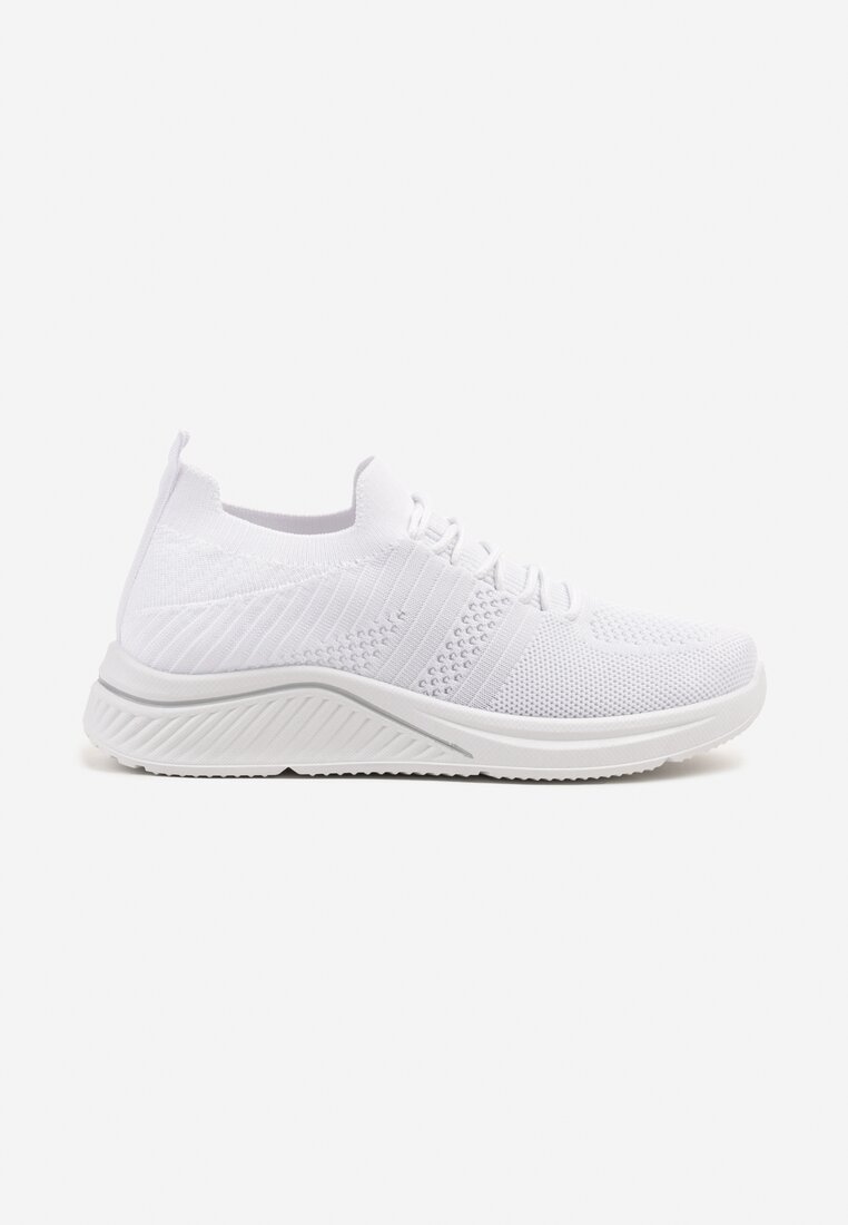 Białe Siateczkowe Buty Sportowe Sneakersy na Zdobionej Podeszwie Talloti