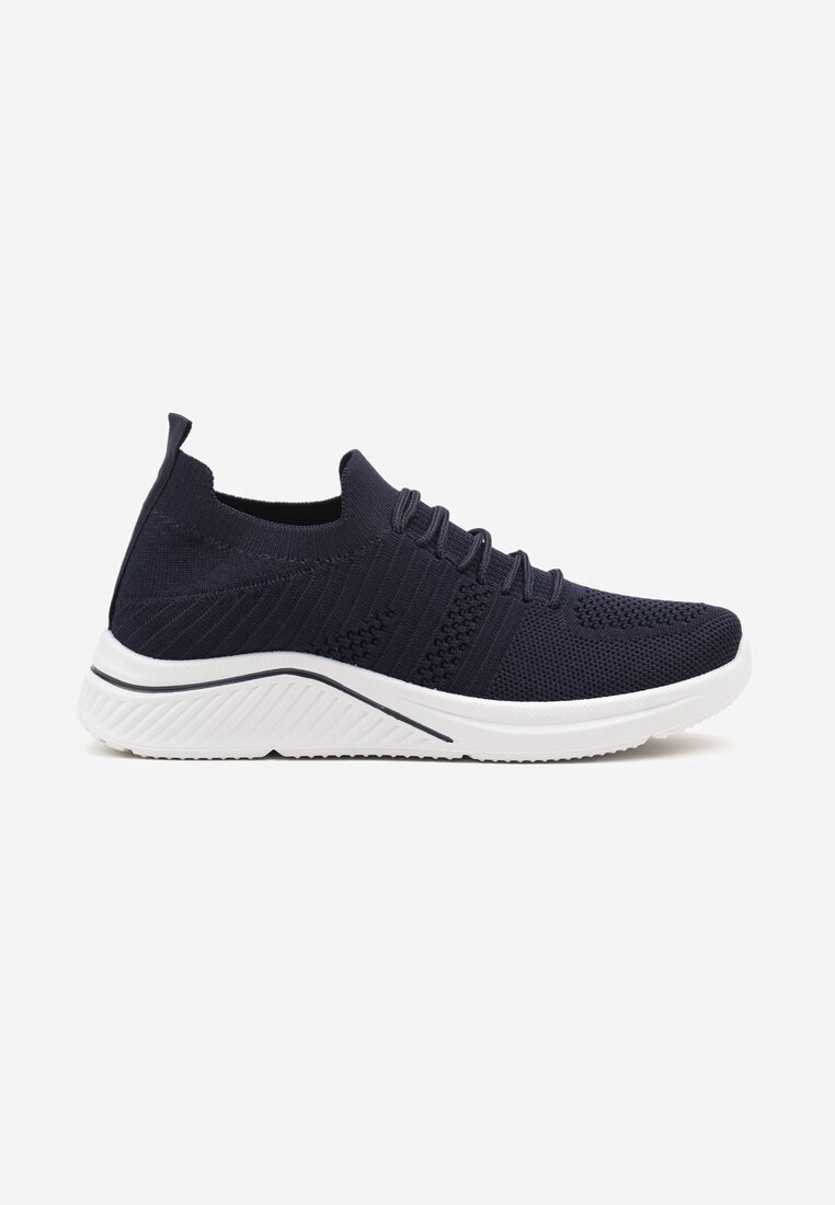 Granatowe Siateczkowe Buty Sportowe Sneakersy na Zdobionej Podeszwie Talloti
