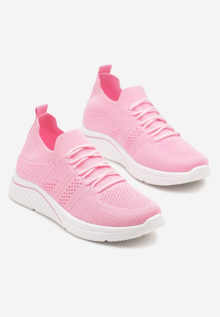 Fuksjowe Siateczkowe Buty Sportowe Sneakersy na Zdobionej Podeszwie Talloti