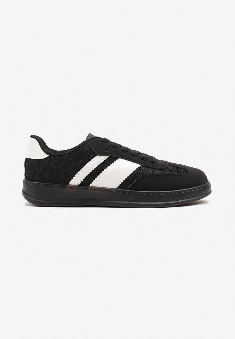 Czarne Sneakersy Tenisówki Ozdobione Paskami Amodira