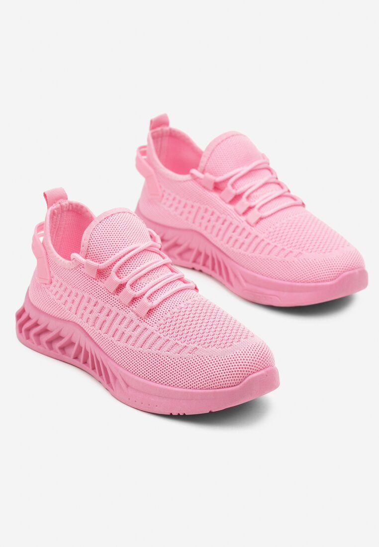 Fuksjowe Siateczkowe Buty Sportowe Sneakersy na Podeszwie z Tłoczeniami Finloti
