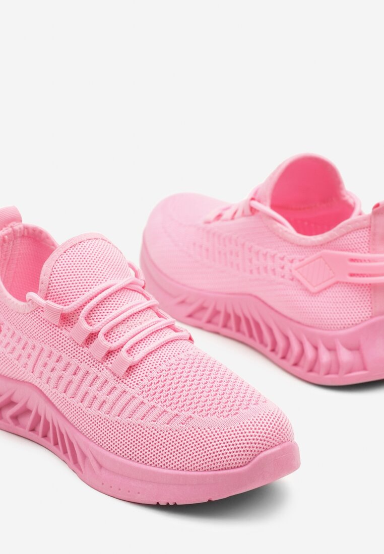 Fuksjowe Siateczkowe Buty Sportowe Sneakersy na Podeszwie z Tłoczeniami Finloti