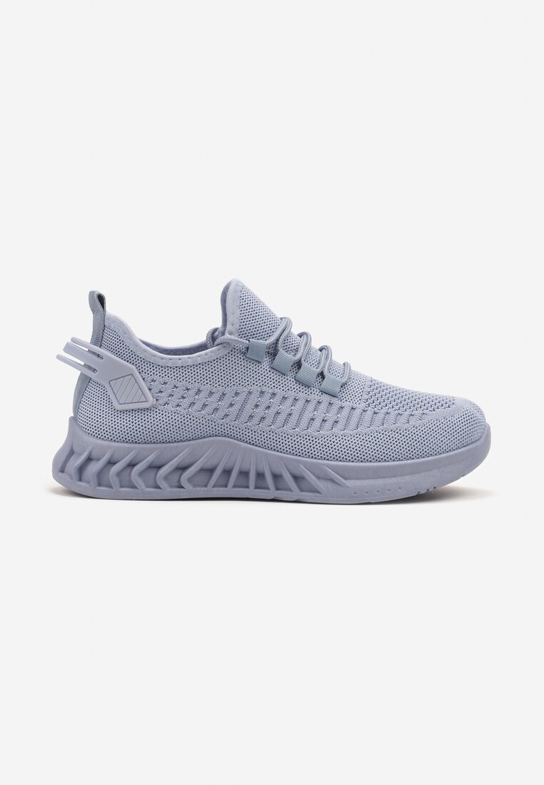 Niebieskie Siateczkowe Buty Sportowe Sneakersy na Podeszwie z Tłoczeniami Finloti