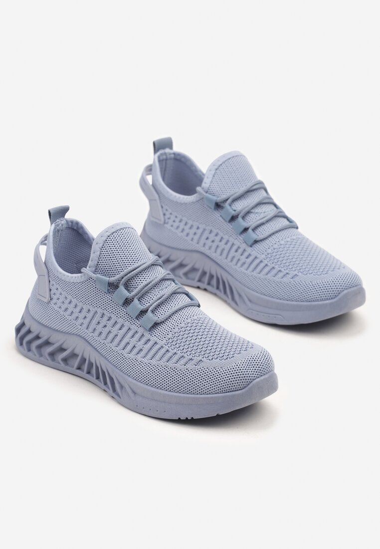 Niebieskie Siateczkowe Buty Sportowe Sneakersy na Podeszwie z Tłoczeniami Finloti