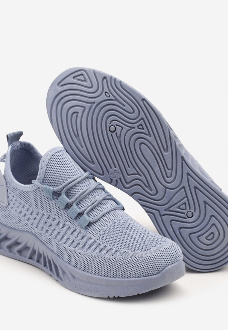 Niebieskie Siateczkowe Buty Sportowe Sneakersy na Podeszwie z Tłoczeniami Finloti