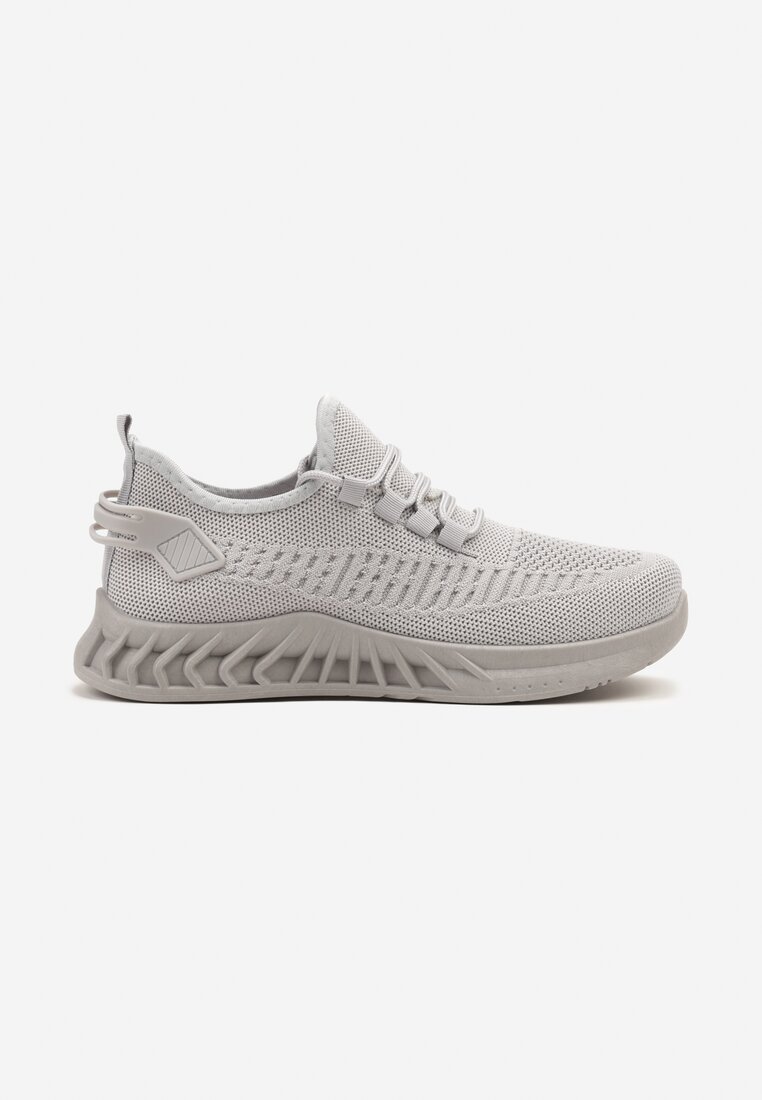 Szare Siateczkowe Buty Sportowe Sneakersy na Podeszwie z Tłoczeniami Finloti