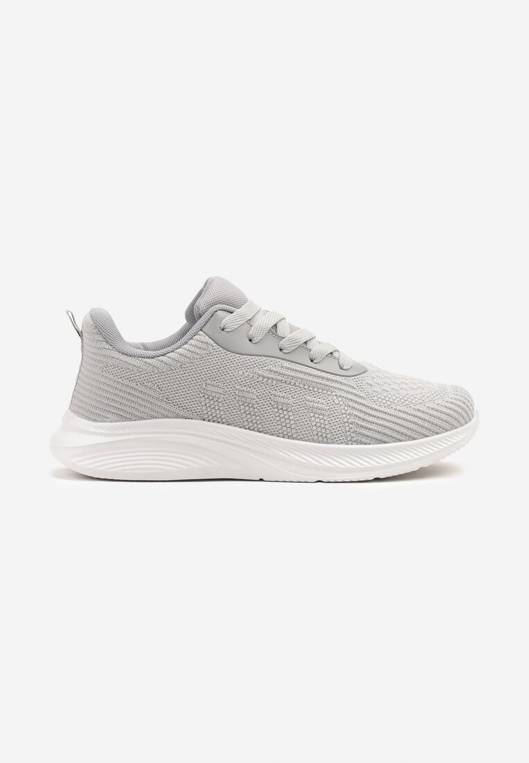 Szare Buty Sportowe Sneakersy z Tłoczonym Wzorem Amosira